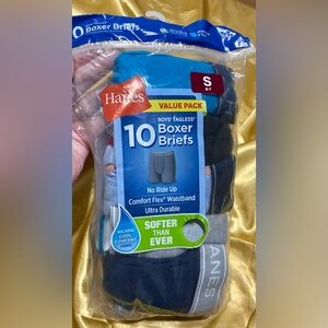 Hanes Boys 10-Pack Boxer Briefs in Gray, Navy & Blue Accents